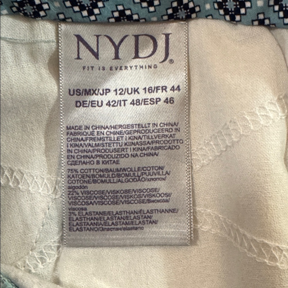 NYDJ Everyday Trouser Pants San Miguel Tile Blue Daisy - Picture 10 of 13